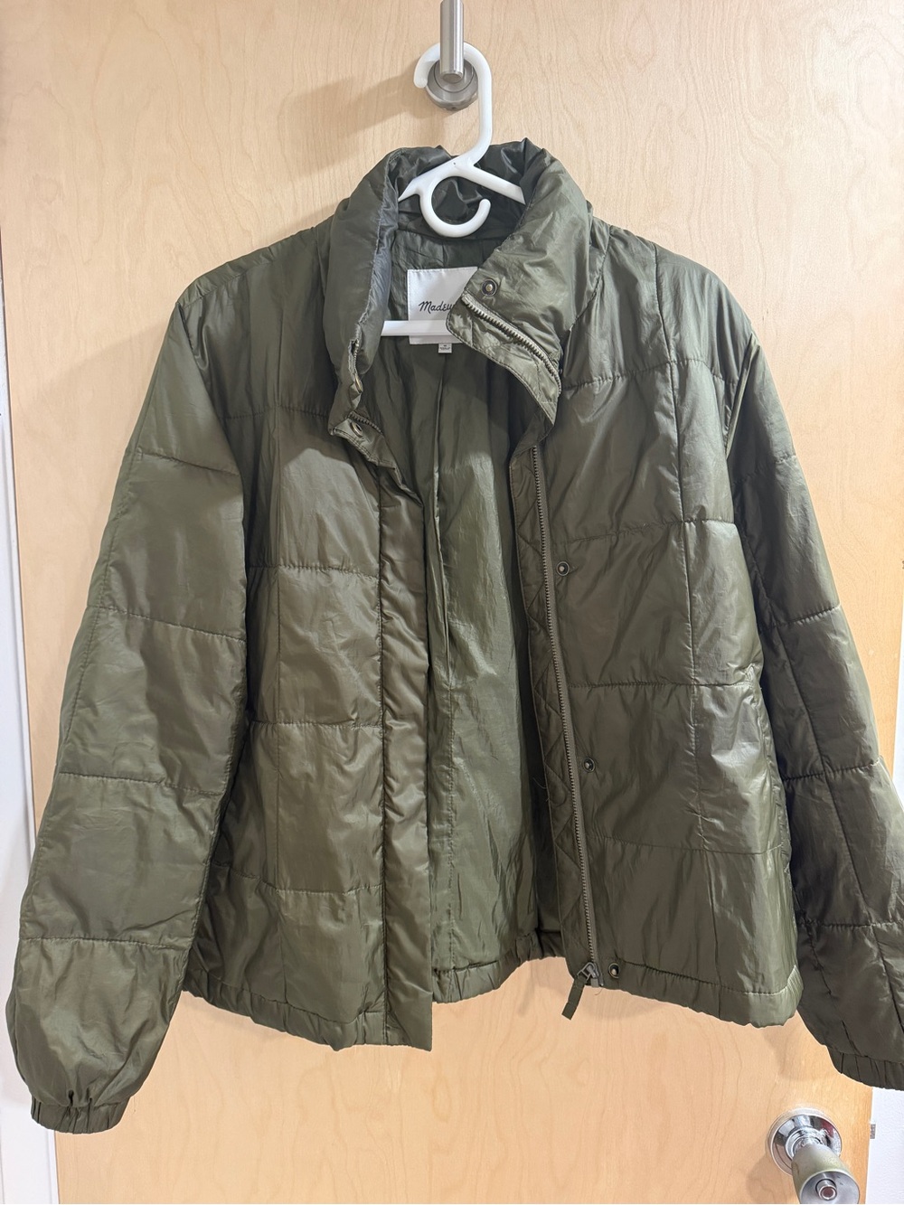 Madewell Olive Quilted Packable Puffer Jacket